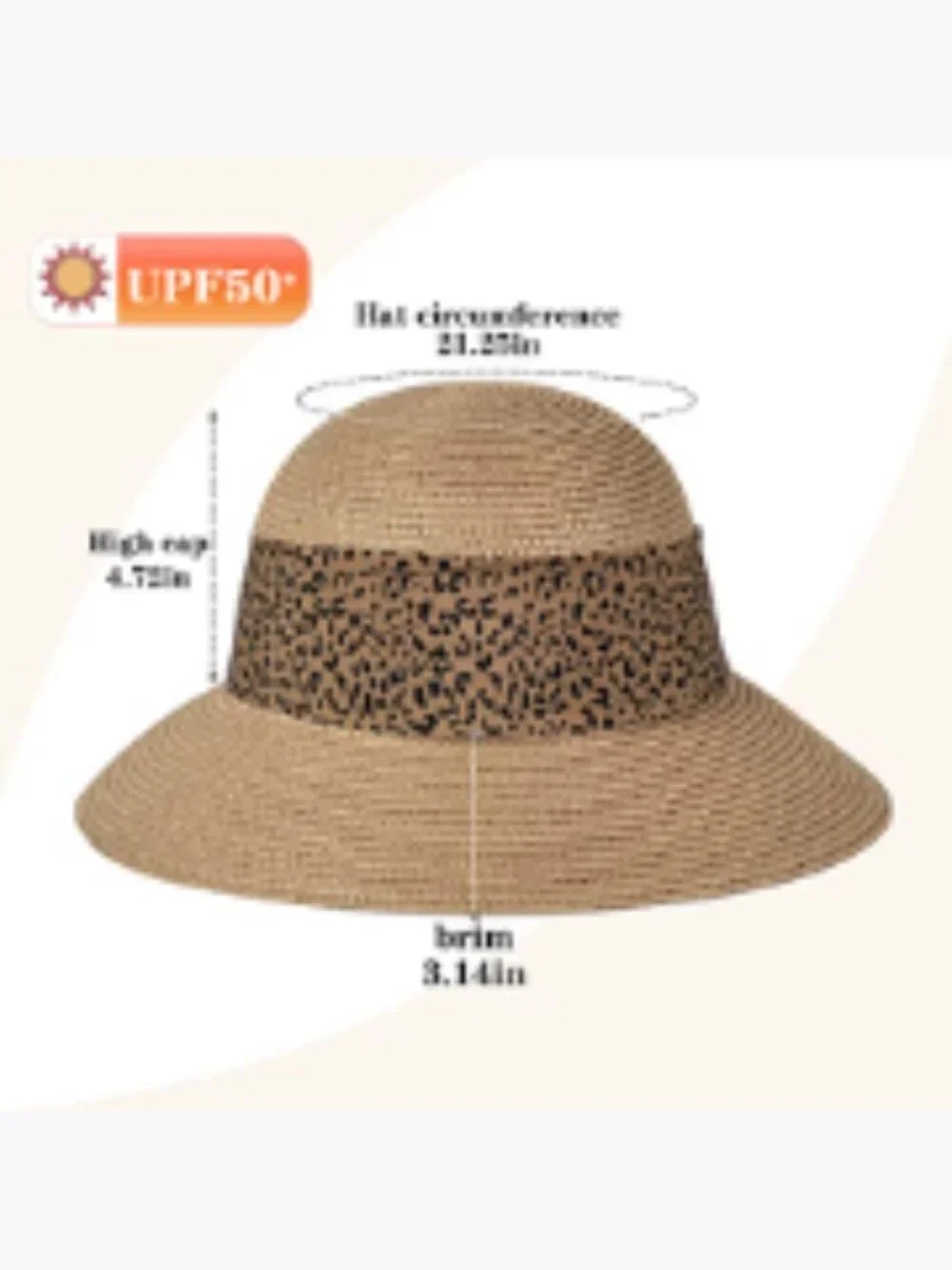 Straw Sun Hat with Chin Strap Floppy Foldable Wide Brim UPF 50